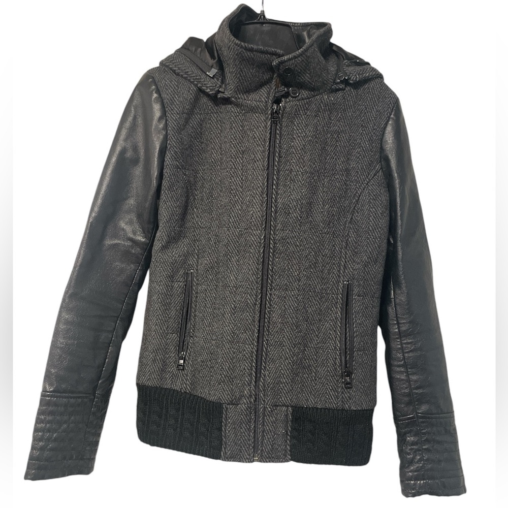 Danier Hooded Leather/Wool Jacket Size XSmall